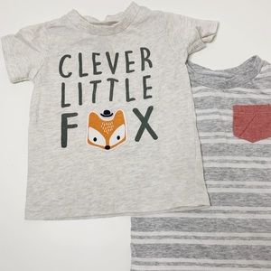 3-6M First Impressions Fox & Stripes Graphic Tees 2pc. Bundle